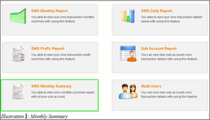 iSMS Monthly Summary — main view