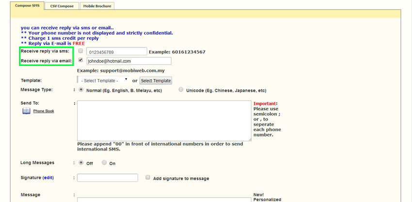 Choose your Receive Reply Method